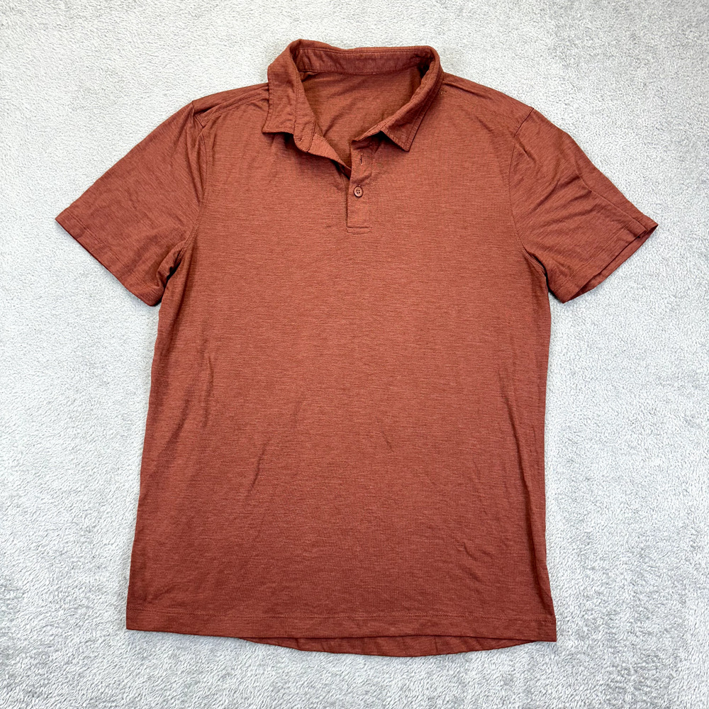 Lululemon Evolution Short Sleeve Polo Shirt Mens M Red Performance Golf